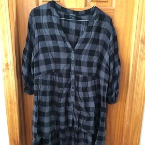 Torrid black and grey plaid shirt.